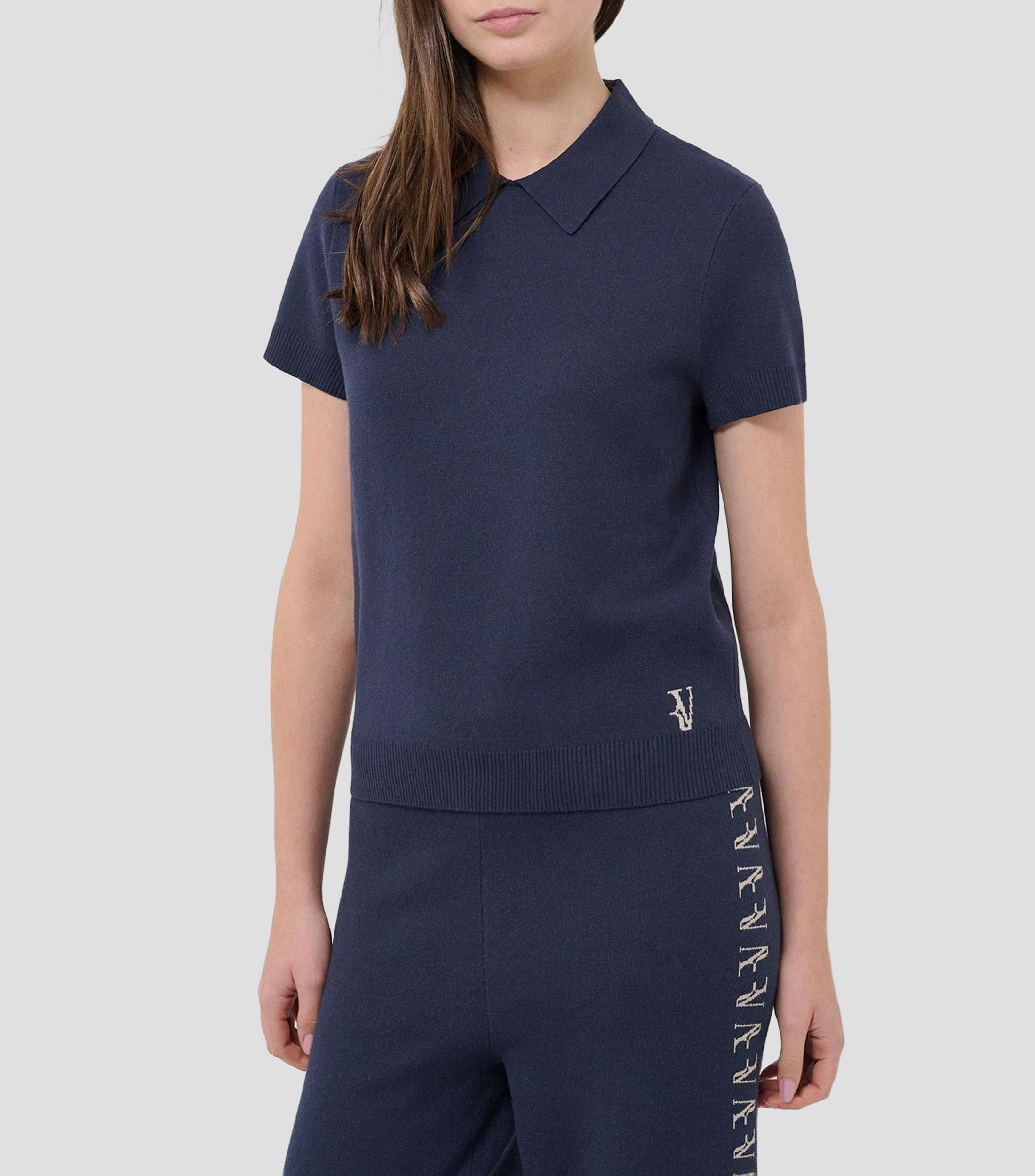 Playera cuello camisero manga corta lisa Mujer